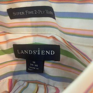 Lands End Men’s Sz 16  Neck 34/35 Sleeve white with stripes
